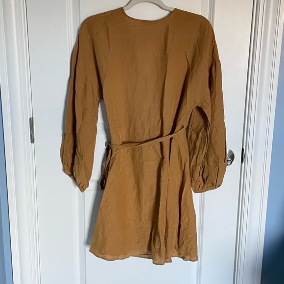 Madewell Linen-Blend Balloon-Sleeve Wrap Dress 35364 - Picture 7 of 13